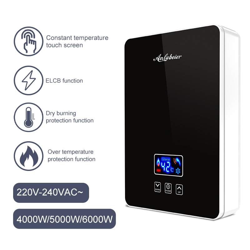 wall mount tankless electric water heater Overheat protection endless hot water for cold weather tankless heater 220v 3-6kw