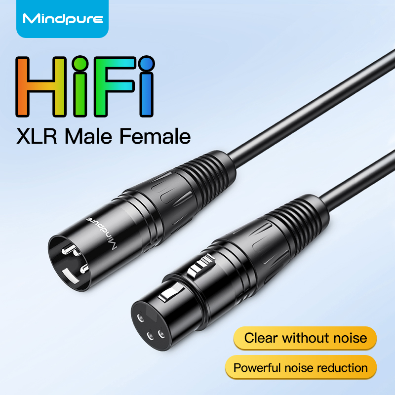 Mindpure Professional Balanced XLR Mic Cable OFC HiFi 3 Pin Audio Cable Low Noise XLR Male to Female for Studio Mixer Speaker