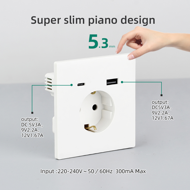 EU Socket Customization Wall Outlet Sockets European German Standard Electrical Usb Wall Socket