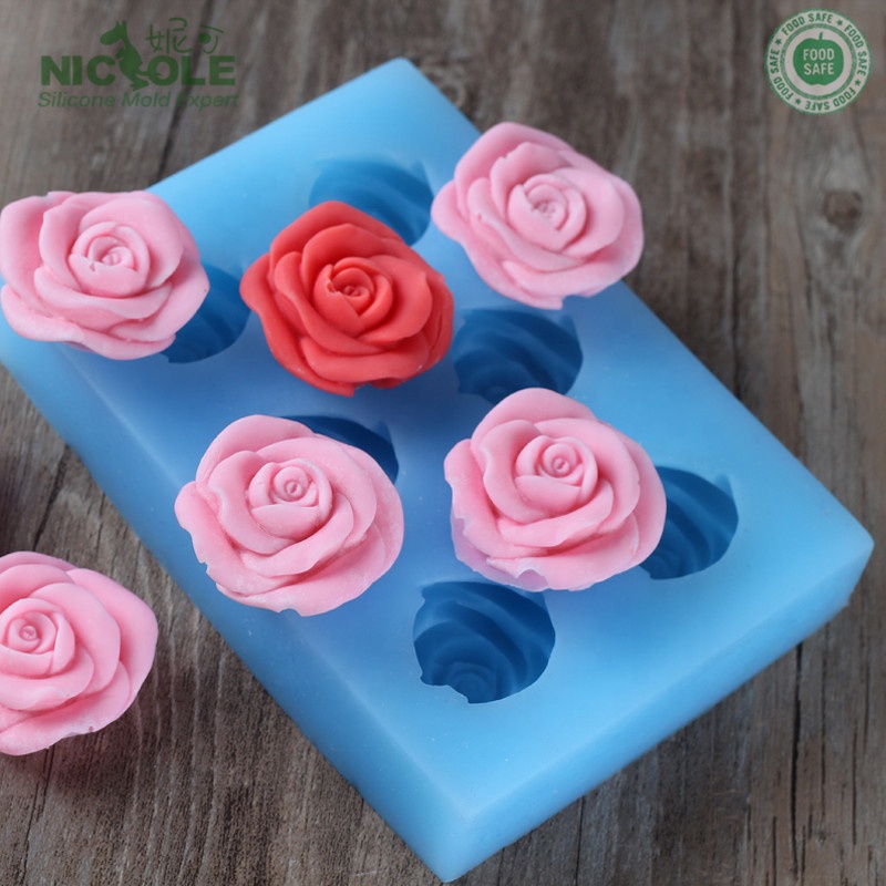 Nicole 6 Cavities Flower Silicone Fondant Cake Molds DIY Silicone Soap Form Crafts Molds