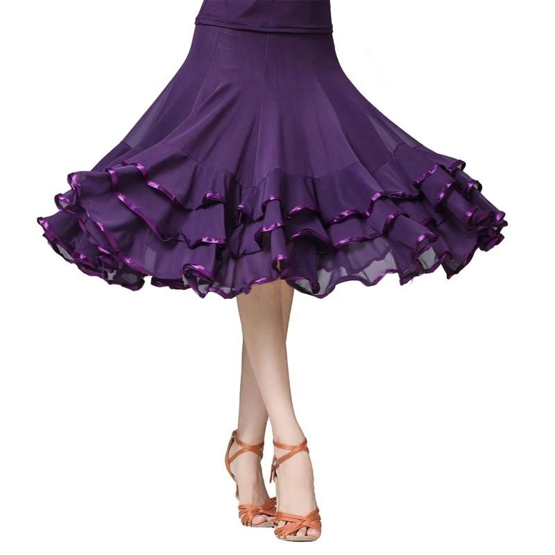 Layered Lace Hem Long Skirt