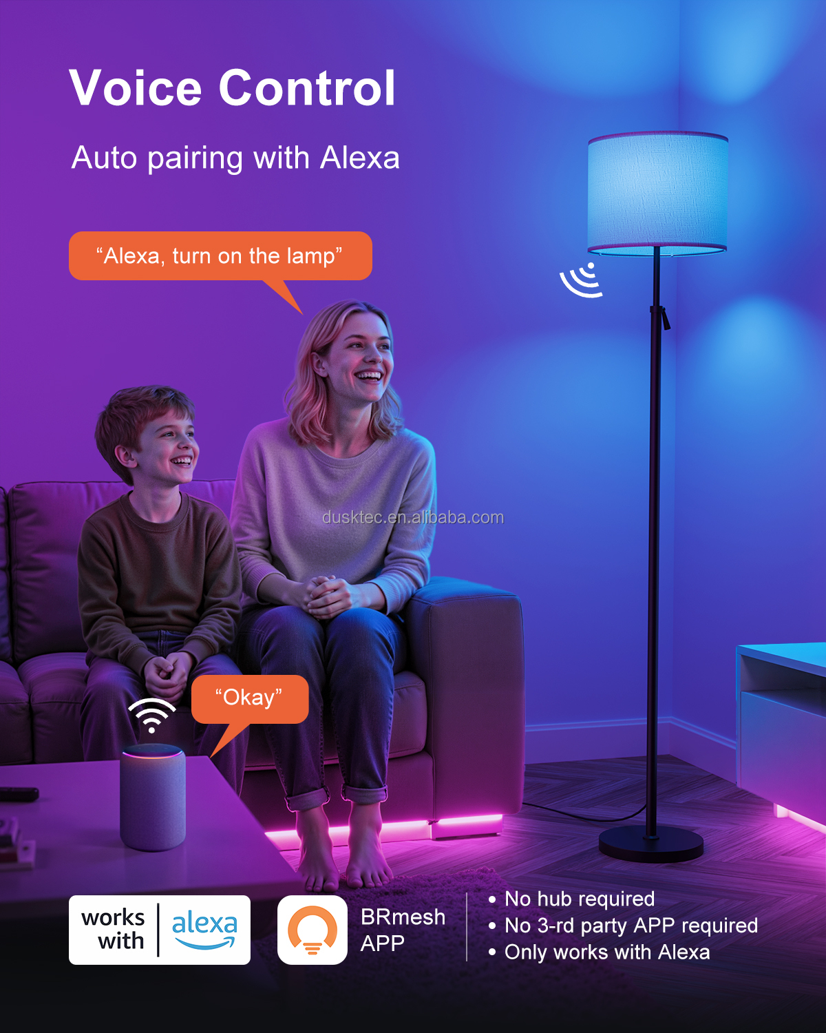 LED Floor Lamp with Remote Smart App Standing RGB Floor Lamp Multicolor Dimmable Creative Sofa Bedroom Decorative Floor Lamp