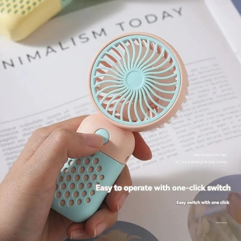 2024 Cute Mini Handheld USB & Battery Powered Eco-Friendly Outdoor Portable Low Noise Rechargeable Fan with 300mAh Battery