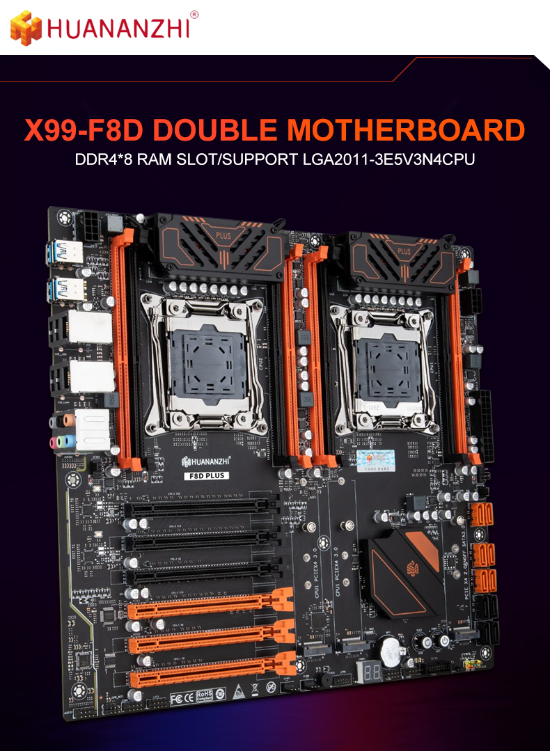 HUANANZHI X99-F8D PLUS X99-F8D/T8D/8D4/8D3 X10X99-8D/16D Motherboard Support Dual CPU DDR4 Support Server Memory for Desktop