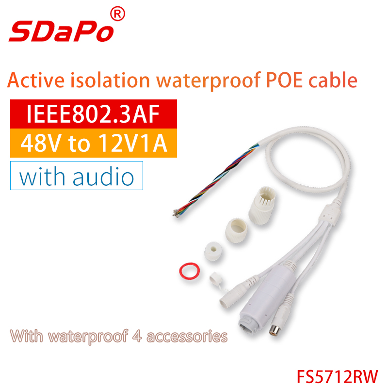 SDAPO FS5712R power over ethernet cord 12V 1500V High voltage isolation Poe cable Poe wire for IP Camera CCTV Accessories