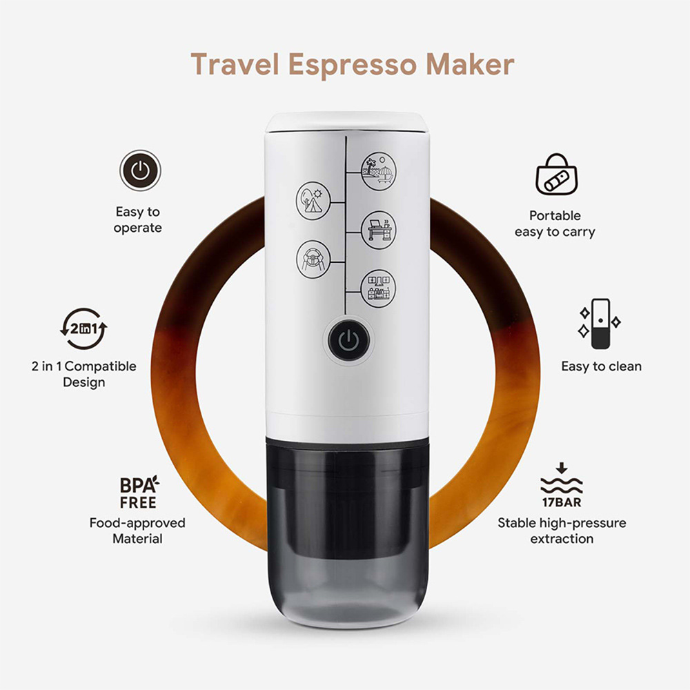 Portable Outdoor Mini Electric Travel Coffee Maker Semi Automatic USB Capsule Espresso Machine