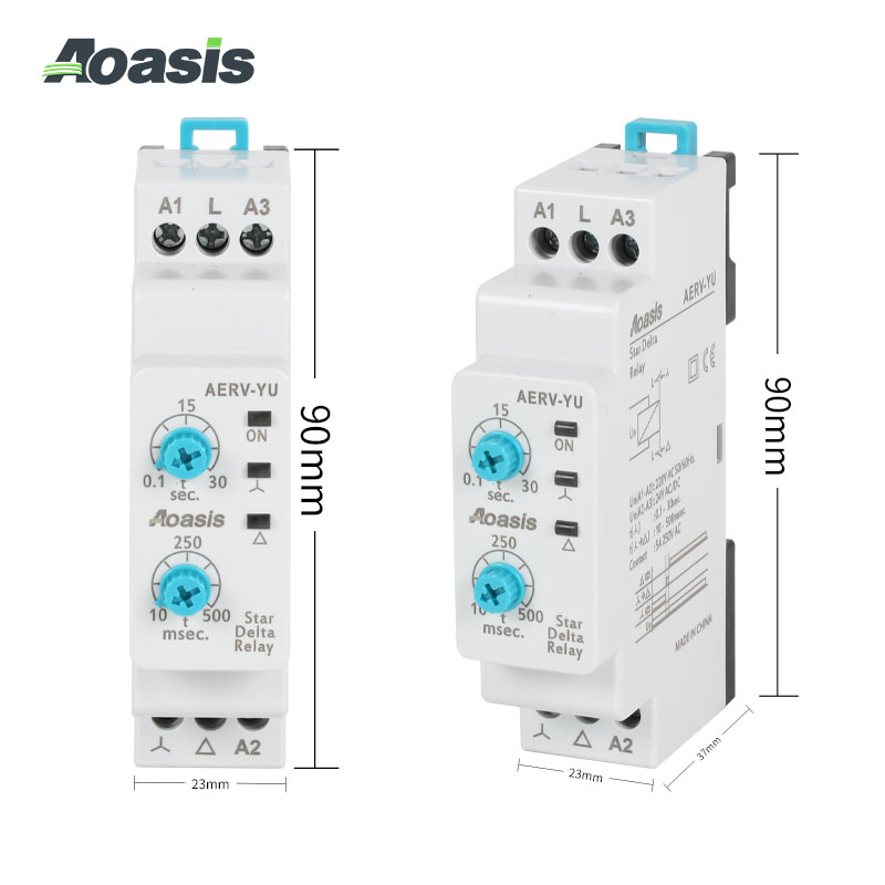 A ERV-YU Star Delta Timer Relay 220V AC/24V DC 0.1~30s Y 10~500ms CE Certificate Aoasis Electric