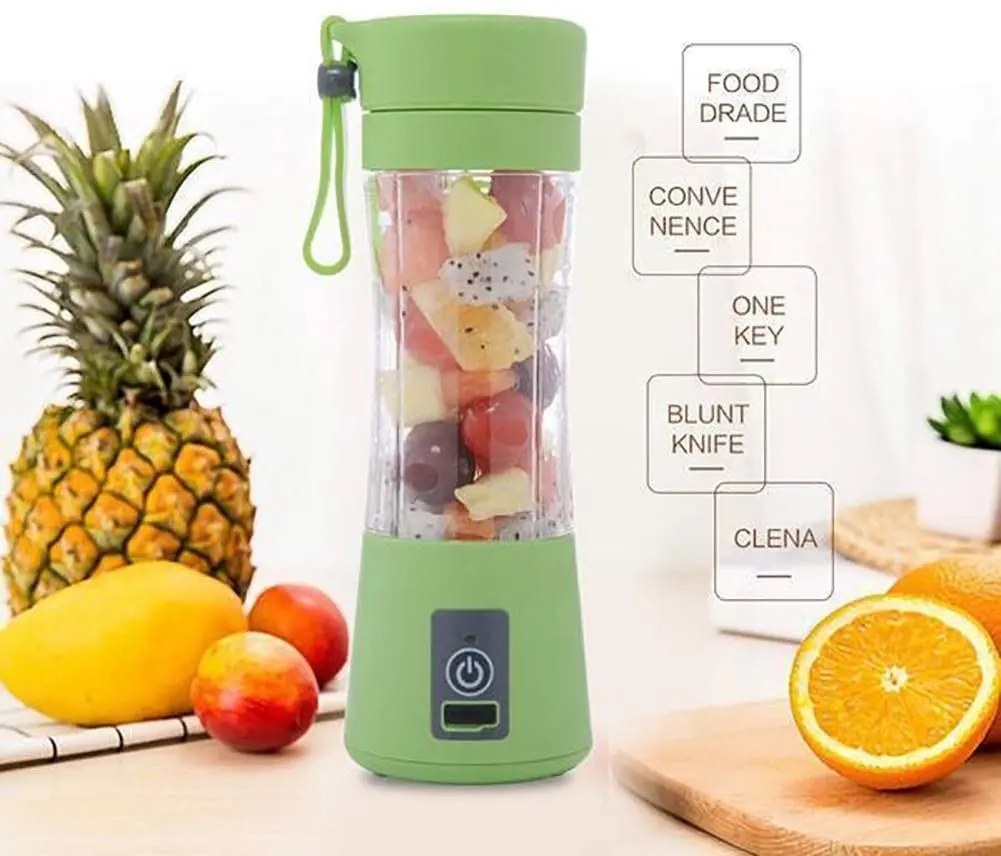 Portable 380ml Stainless Steel USB Juicer Blender with Battery for RV Car Outdoor & Hotel Use