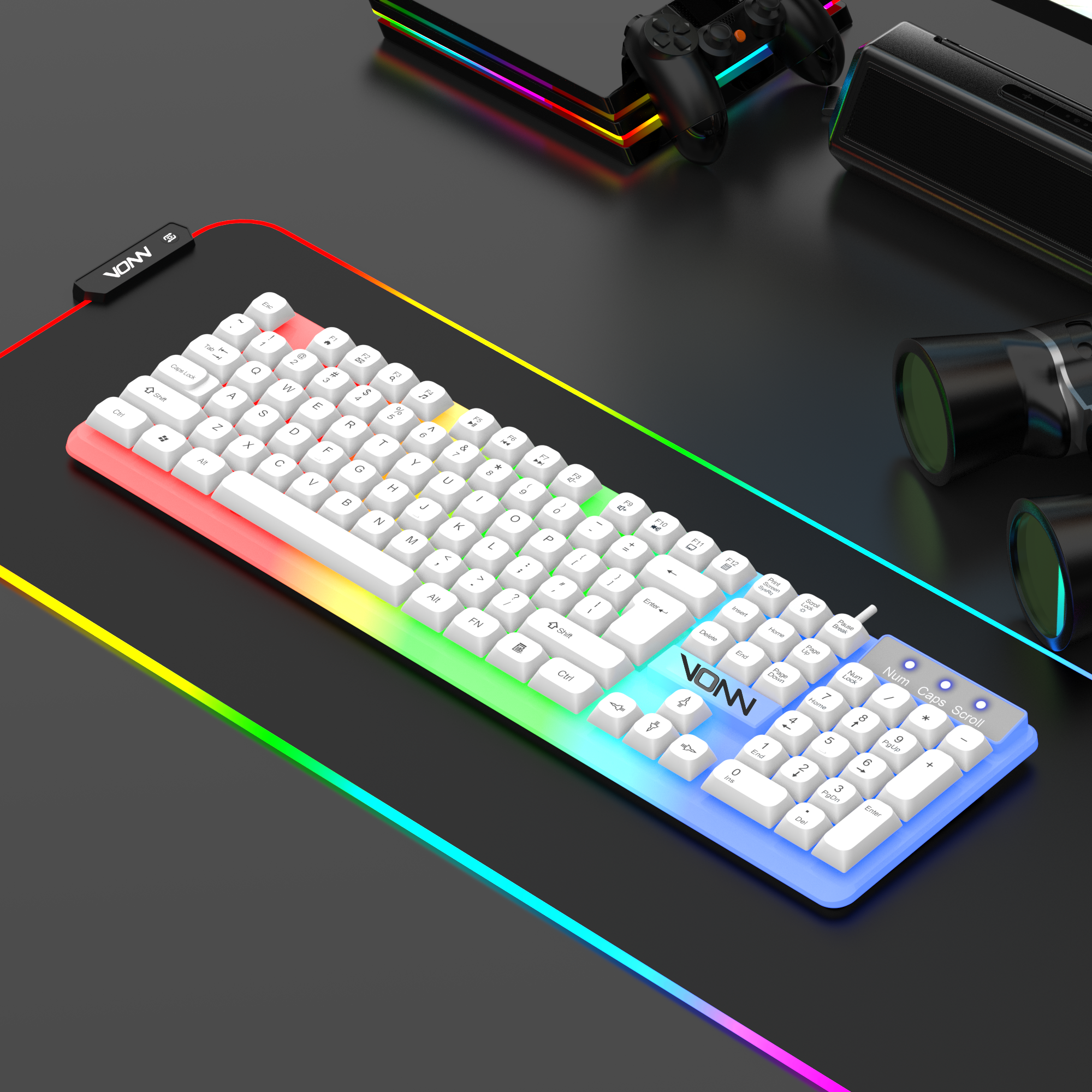Factory Price VONN 350 104Keys Gamer Keyboard and Mouse PC Gaming Rainbow Backlit Wired Keyboard Mouse Combos for PC Desktop