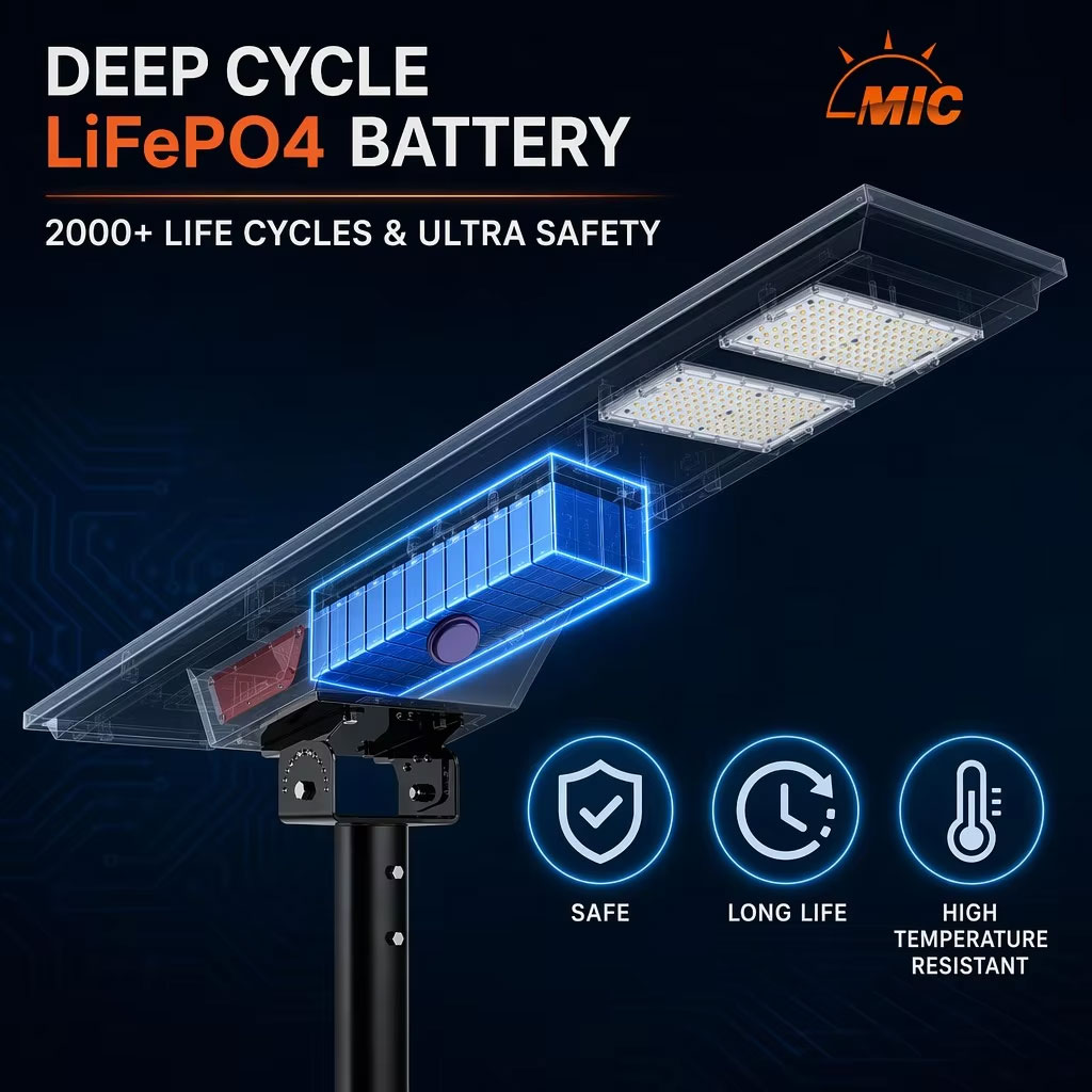 Integrated Solar Street Light All in One IP66 LiFePO4 Battery PIR Motion Sensor Road Lamp Wholesale Supplier