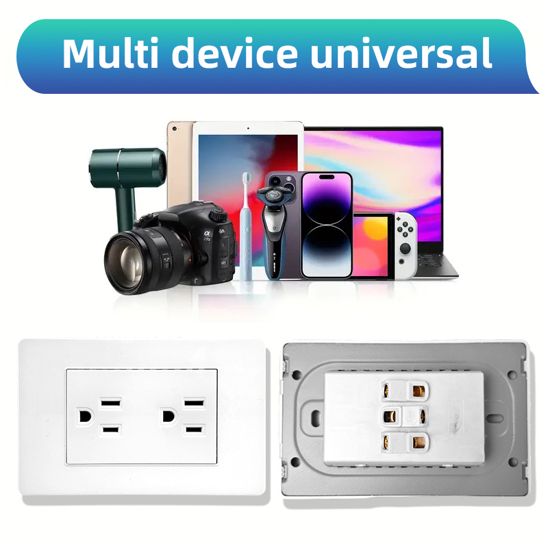 US Standard Wall Electric Plugs Sockets 4/6/9 Pole PC Flame Retardant Panel for American Canada Mexico Japan Source Factory