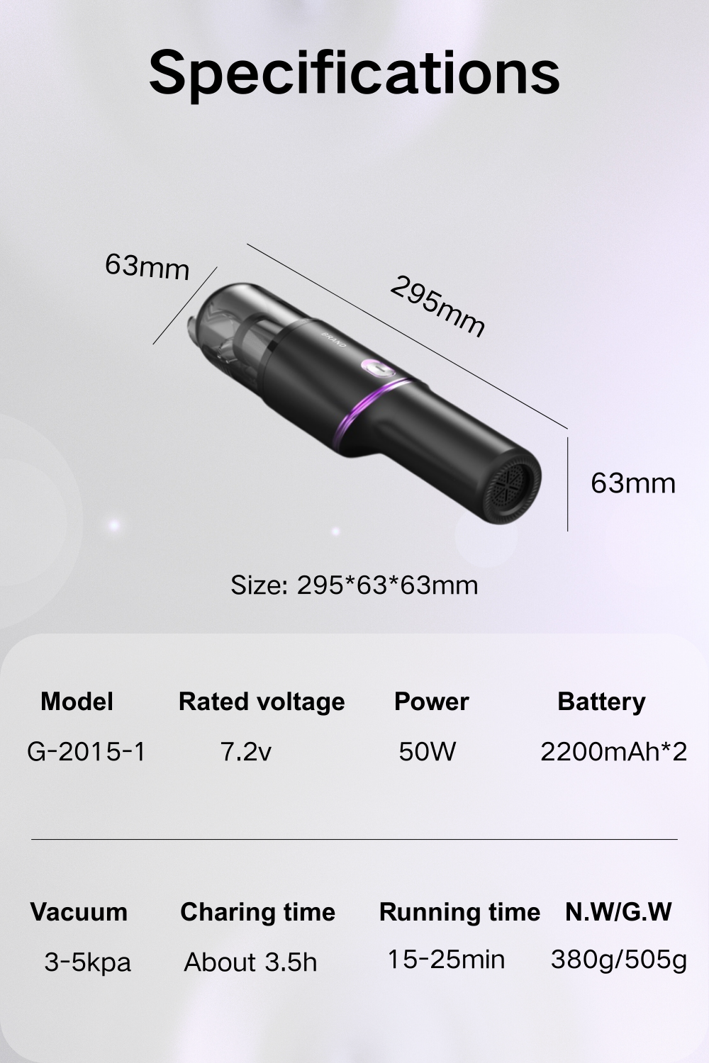 50W Portable Mini Car Vacuum Cleaners Cordless Wireless Vaccums