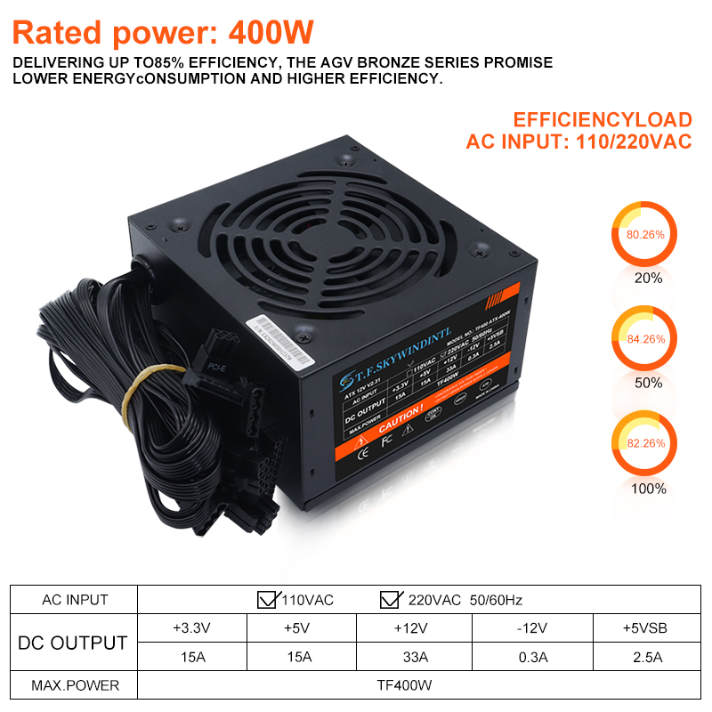 200W 300W 400W 500W 600W 700W 80plus Gold Certified ATX PC PSU Cheap PC Desktop Gaming Computer Server Power Supply in Stock