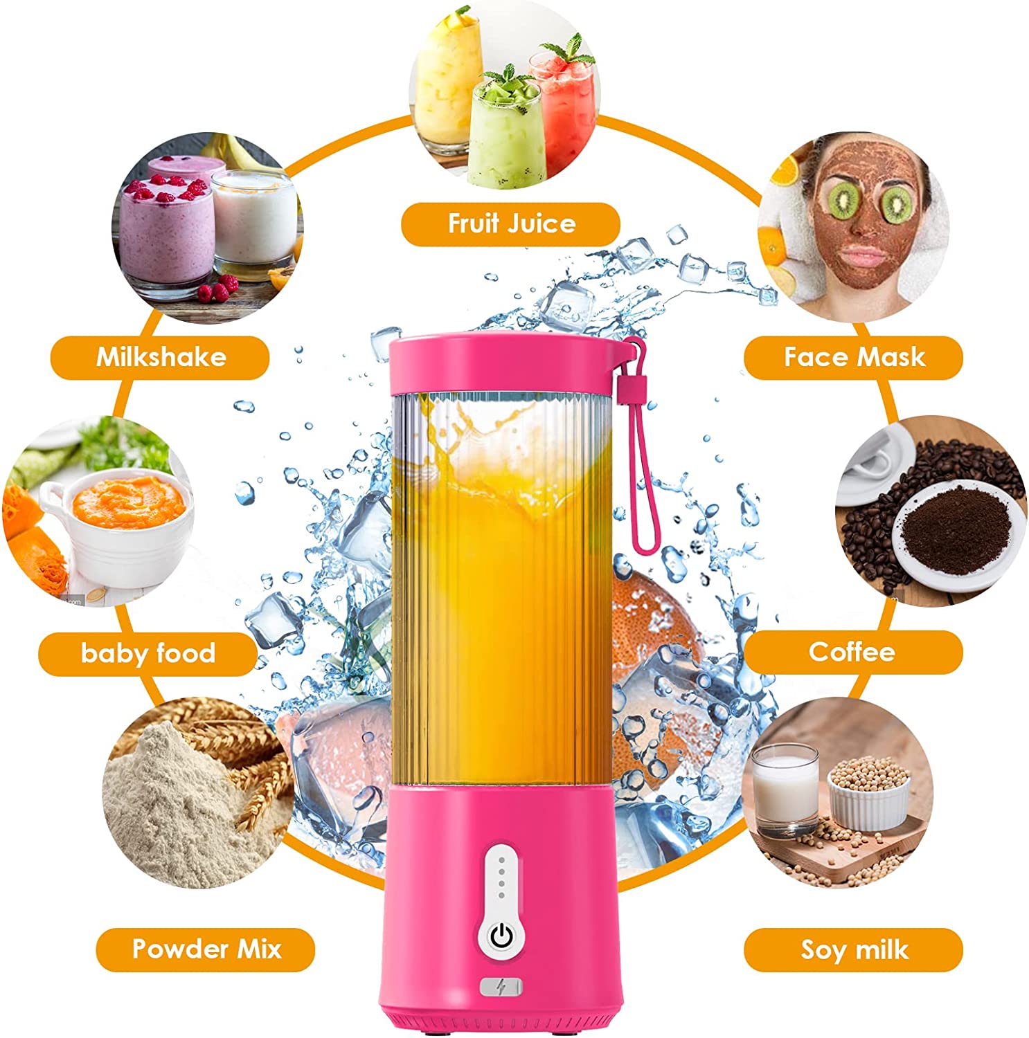 Portable Handheld Blender Juicer 450ML 6 Blades Stainless Steel USB Rechargeable Automatic Electric Blender Juicer