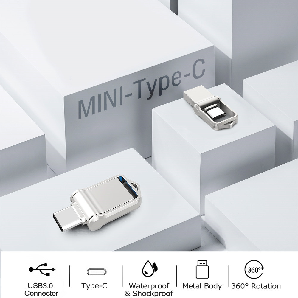 Gitra Hot Selling Metal Type C Flash Drive Usb 32GB 64GB 3.0 Laser Logo 8GB 16GB 128GB Dual USB C Pen Drive