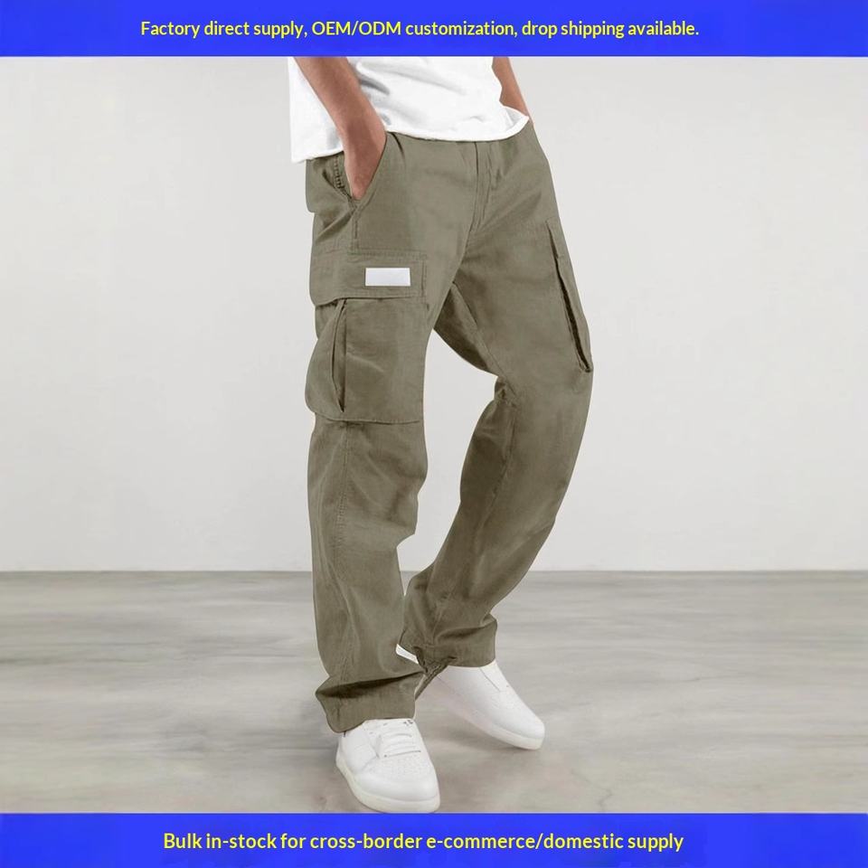 Mens Casual Work Cargo Multi-Pocket