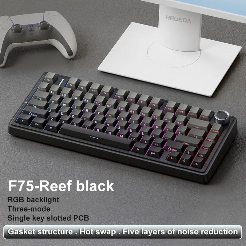AULA F75 RGB LED 75% Wired USB & 2.4G Wireless Gaming Keyboard OEM Logo Custom PBT Mechanical Switch for PC Desktop Users