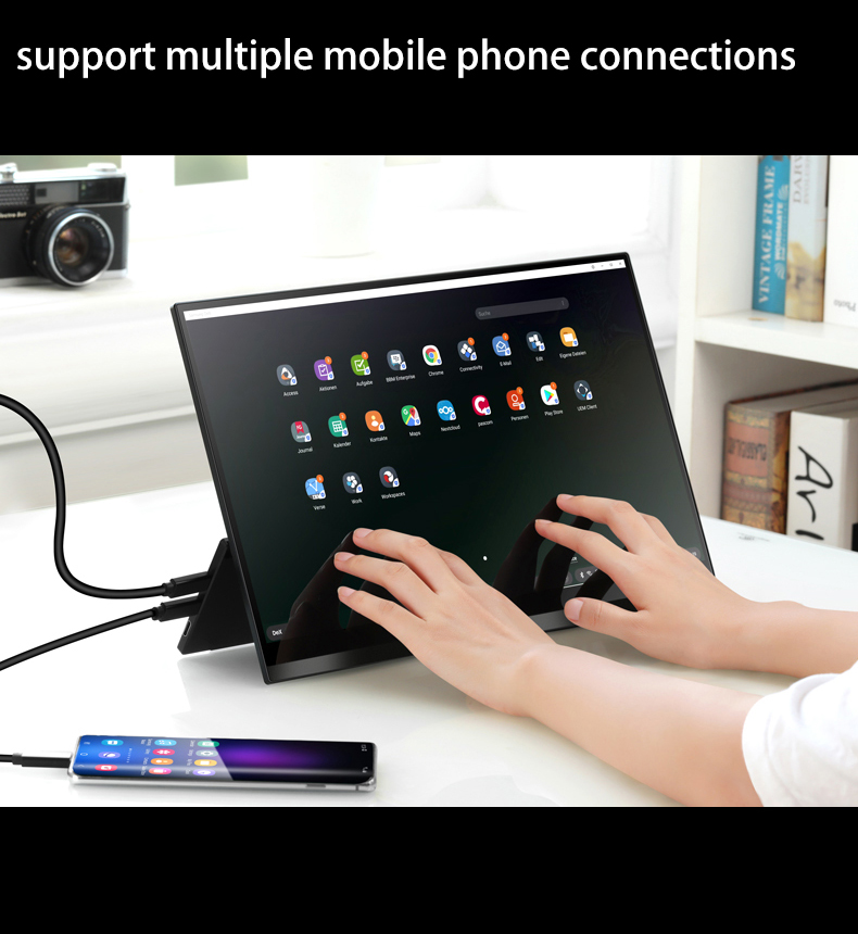 16inch 1080p IPS Built-in Battery Aluminum Alloy Type C Two Speakers Touch Screen Business Series Portable Monitor All One Stand