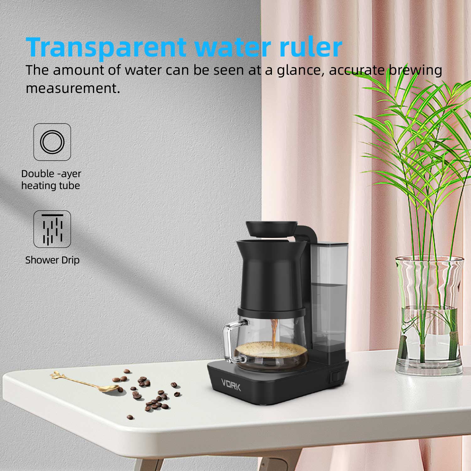 Instant Drip Coffee Maker Machine Electric Glass Housing 4-Cup Capacity Hotel & Household Use