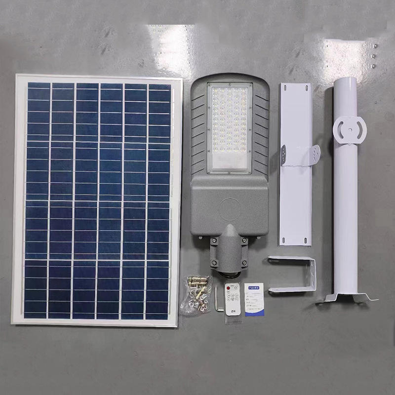 Factory Direct Sale 60/80W IP65 LED Solar Street Lights CE Certified Aluminum Alloy Remote Control Waterproof Wiring Free for