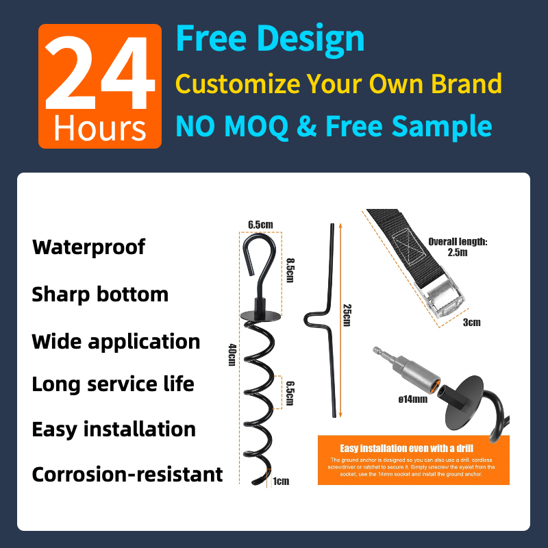 Heavy Duty Quality 360 Swivel Dog Tying Stake Beach Sand Camping Yard 16 Inch Spiral Home Earth Anchors Stake Set for Fence Tent