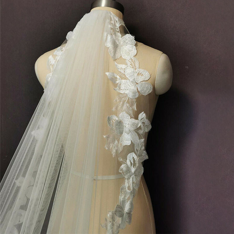 Appliques Wedding Veils (White)