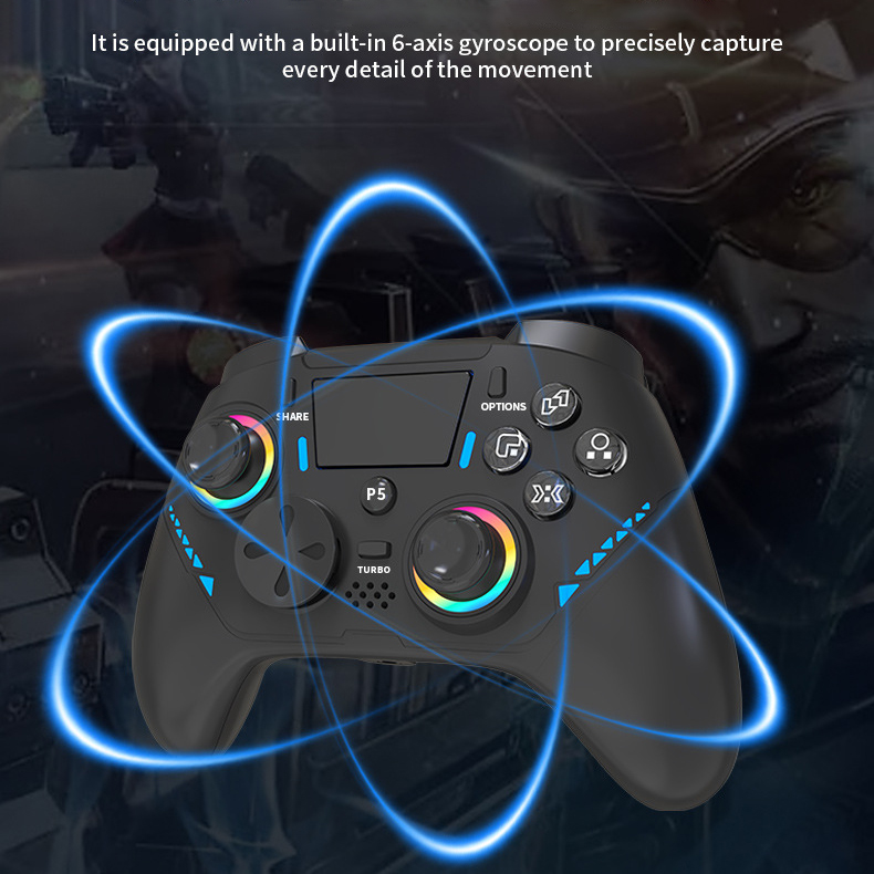 For PS5 Wireless Game Controller RGB Light Joystick Gamepad with Double Shock Hall Effect Trigger for PS4/PS5 Game Console