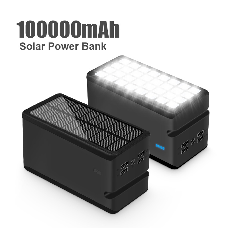 Portable Camping Solar Power Bank 100000mah IP66 Waterproof 100000mah Solar Phone Charger