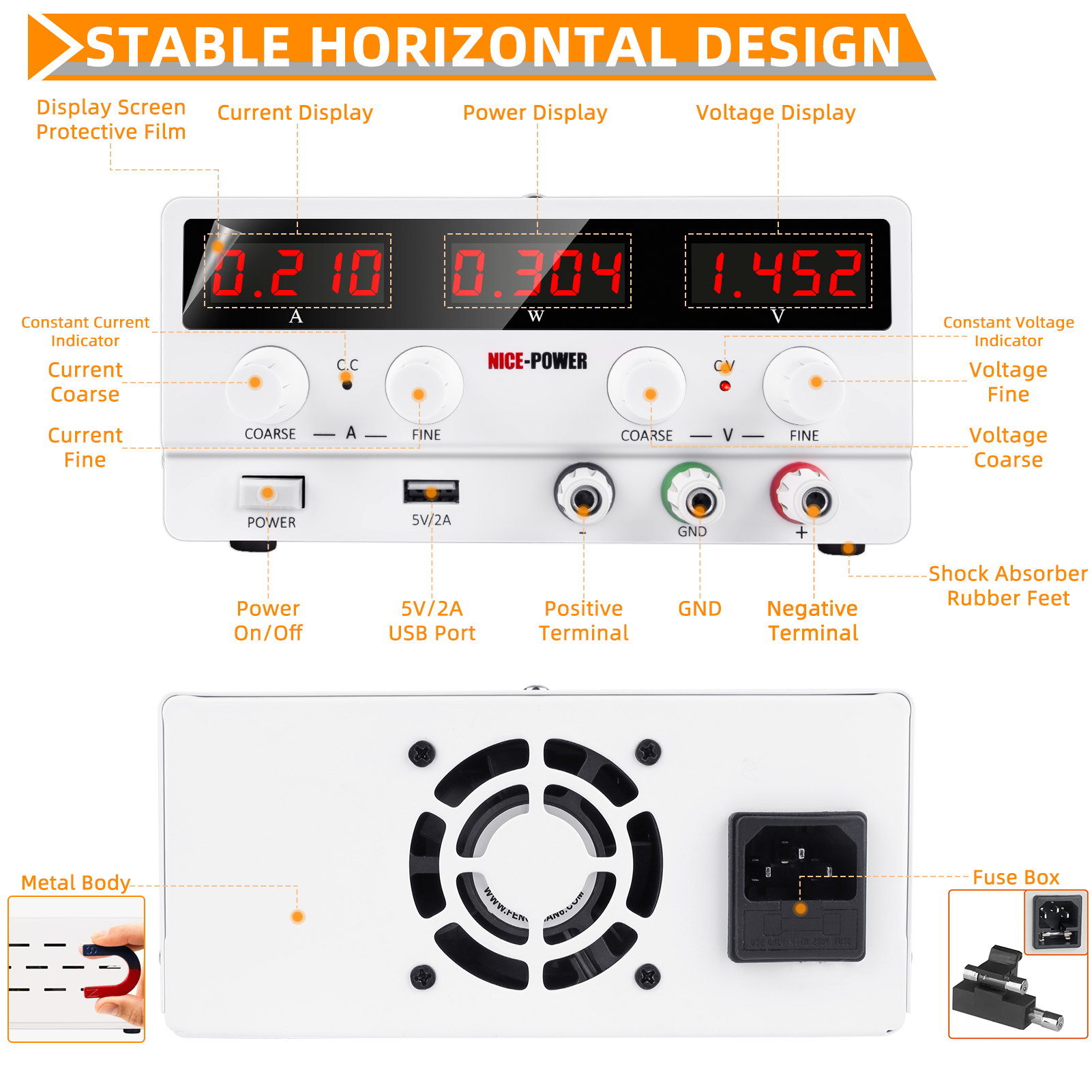 NICE-POWER SPS-H305 White 30V 5A USB Adjustable Switching Regulated Multifunctional Repairing Short Killer Dc Power Supply