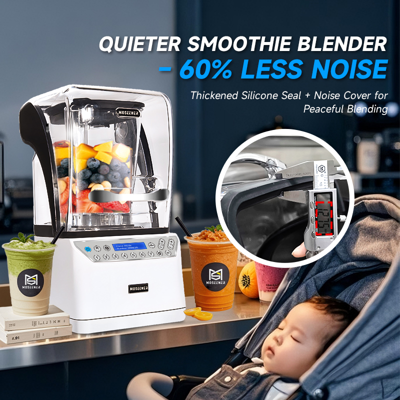Moseener Commercial Heavy Duty Industrial Blender 2200W Push Button Control Stainless Steel 5 Speeds Professional Food Processor