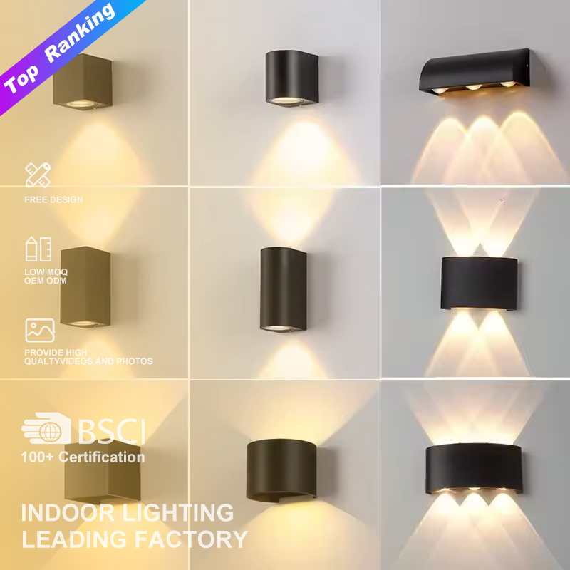 Luxury Led Square Modern Mounted up Down Garden Living Room Wall Home Room Decor Waterproof Outdoor Wall Light Lamp