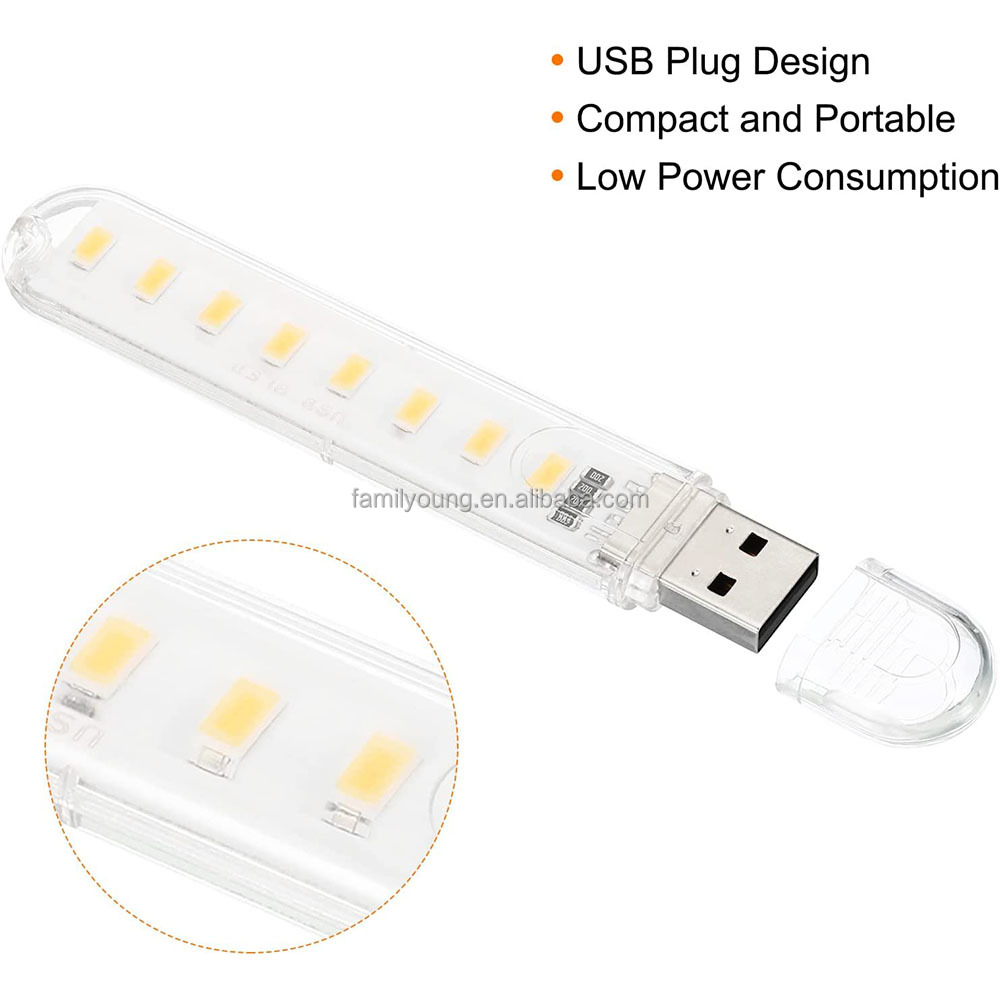 Mini Mobile Power USB LED Lamp DC5V 3 LED 8 LED Camping Computer Keychain Portable USB Gadget Night Light for PC Laptop Camping