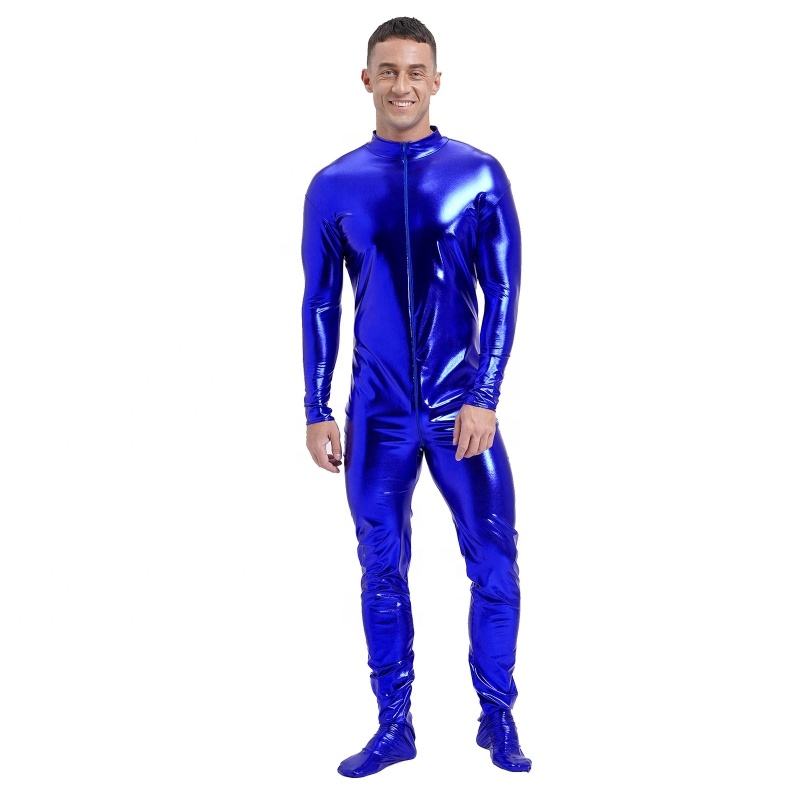Mens Metallic Jumpsuit Full Body Unitard