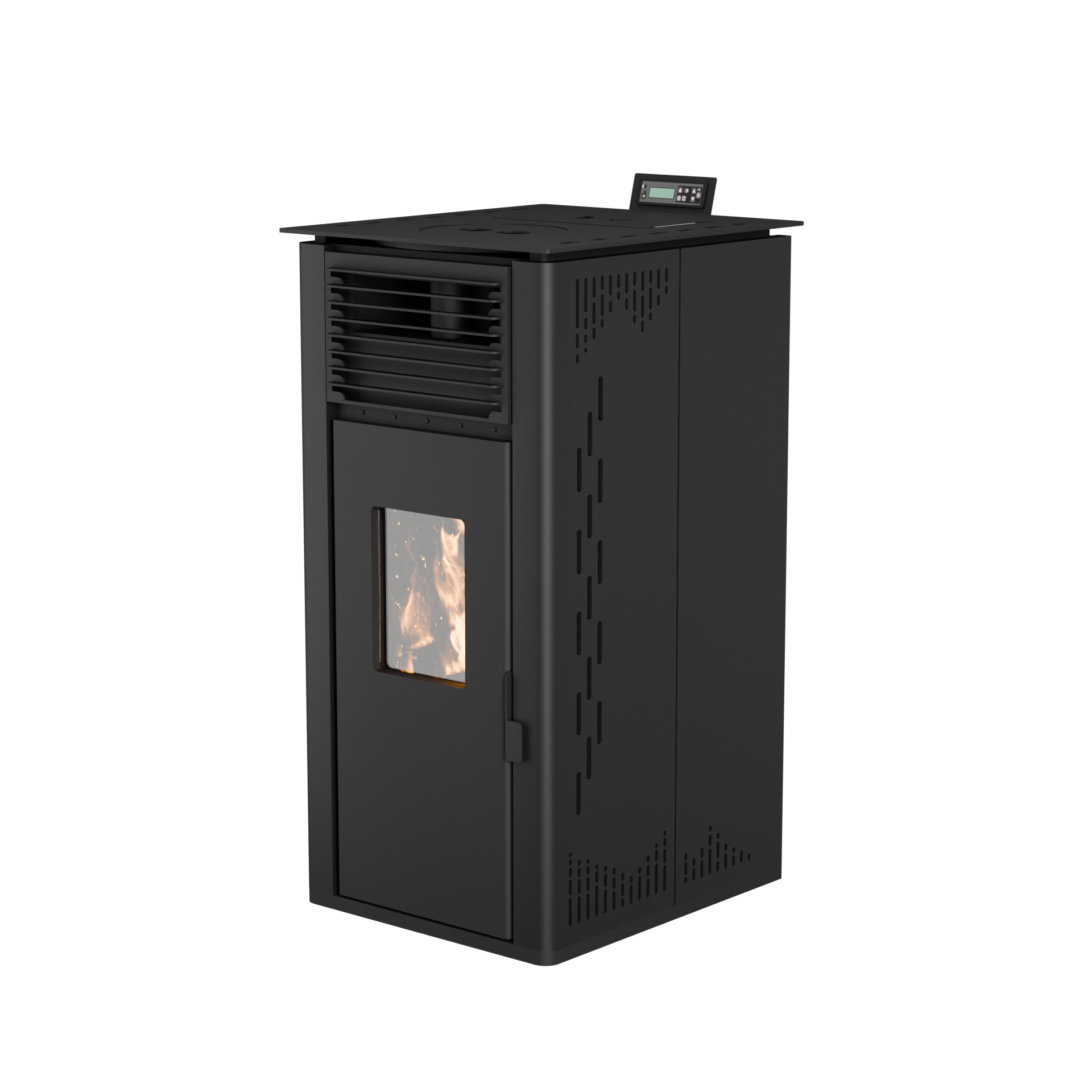 Modern Touch-Screen Interface Carbon-Neutral Wood-Burning Pellet Stove for Villas Dual-Fuel Compatibility Freestanding