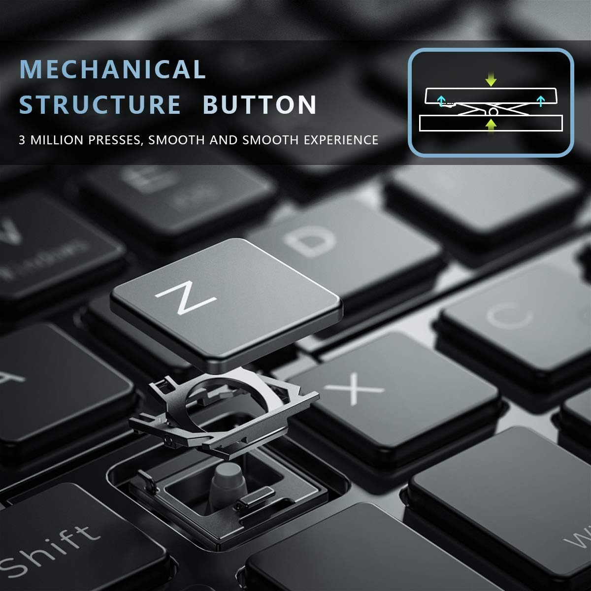 Foldable Bluetooth Keyboard Portable Folding Wireless USB Rechargeable Keyboard for IOS Android Windows Smartphone