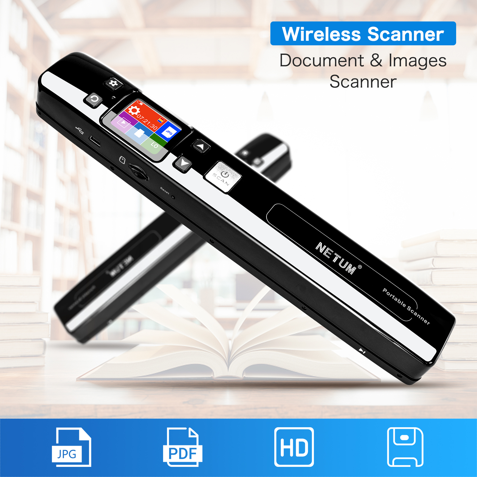 A4 Document Scanner Book Scanner Text Scanner Pen with Camera