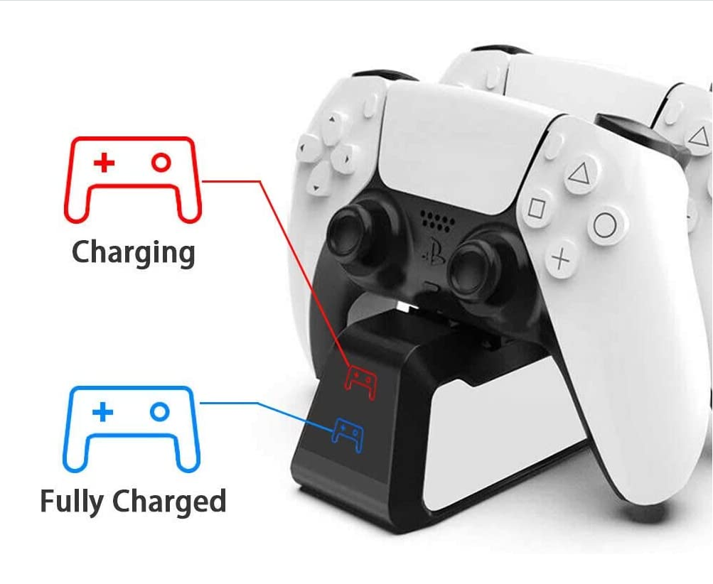 LED Indicator Type-C Cable Sense Wireless Controller Charger Stand for Sony Playstation 5 PS5 Fast Dual Charging Dock Station