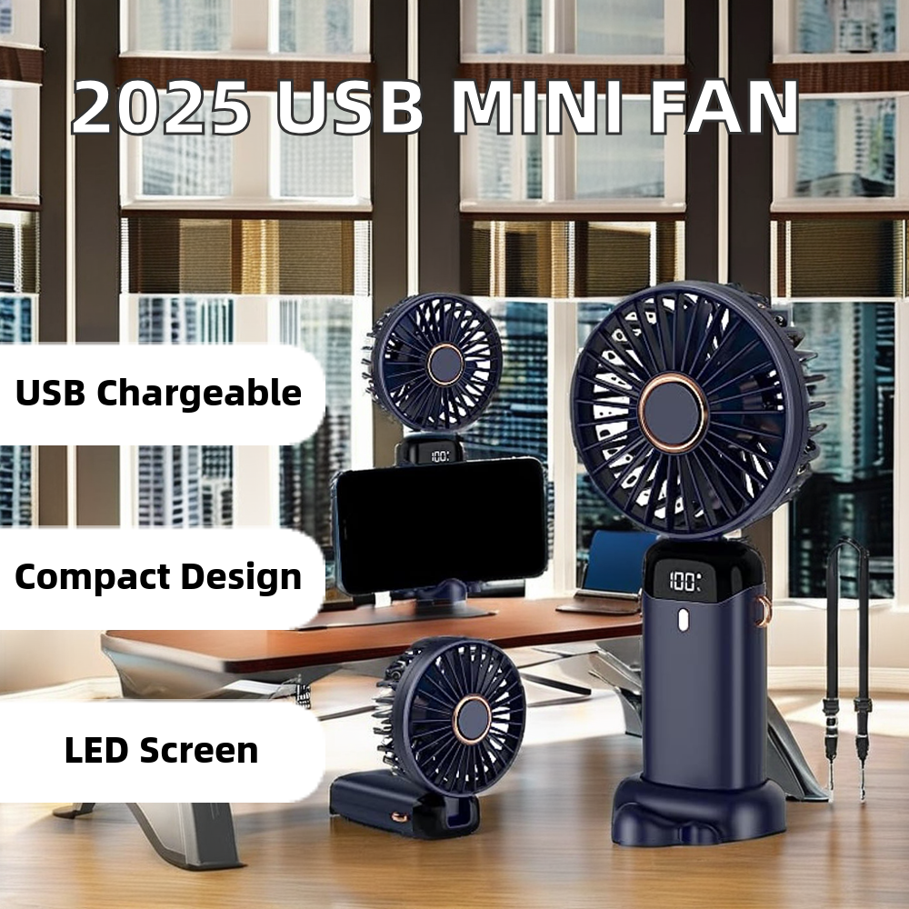 2025 New USB Handheld Fan Mini Portable Charging Foldable Plastic Electric Fan for Office & Student Car Outdoor Use Perfect Gift