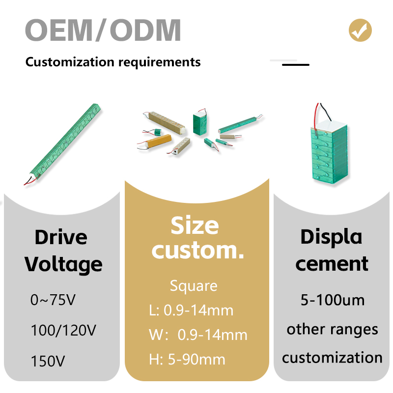 33μm Displacement Stack Multilayer Piezo Actuators  High-speed Switching for Actuators 31mm-long Piezoelectric Ceramic Stack
