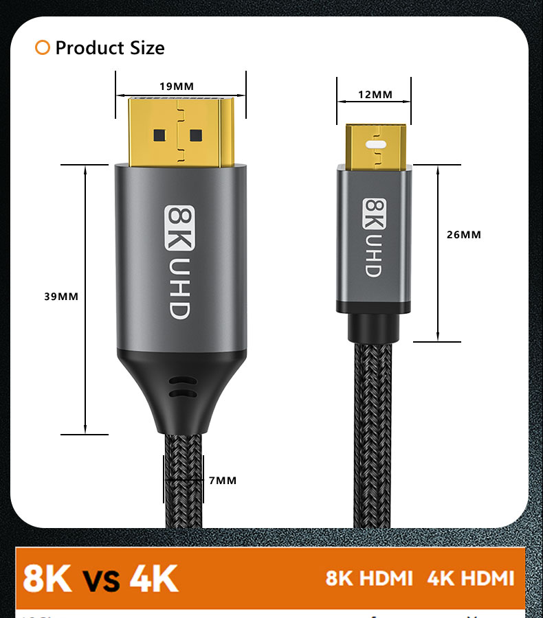 High Quality  OEM ODM Mini DP to DP Cable 8K  60Hz Mini DP Cable 4K120HZ  Mini Display Port Cable 2M/6.6ft, Grey