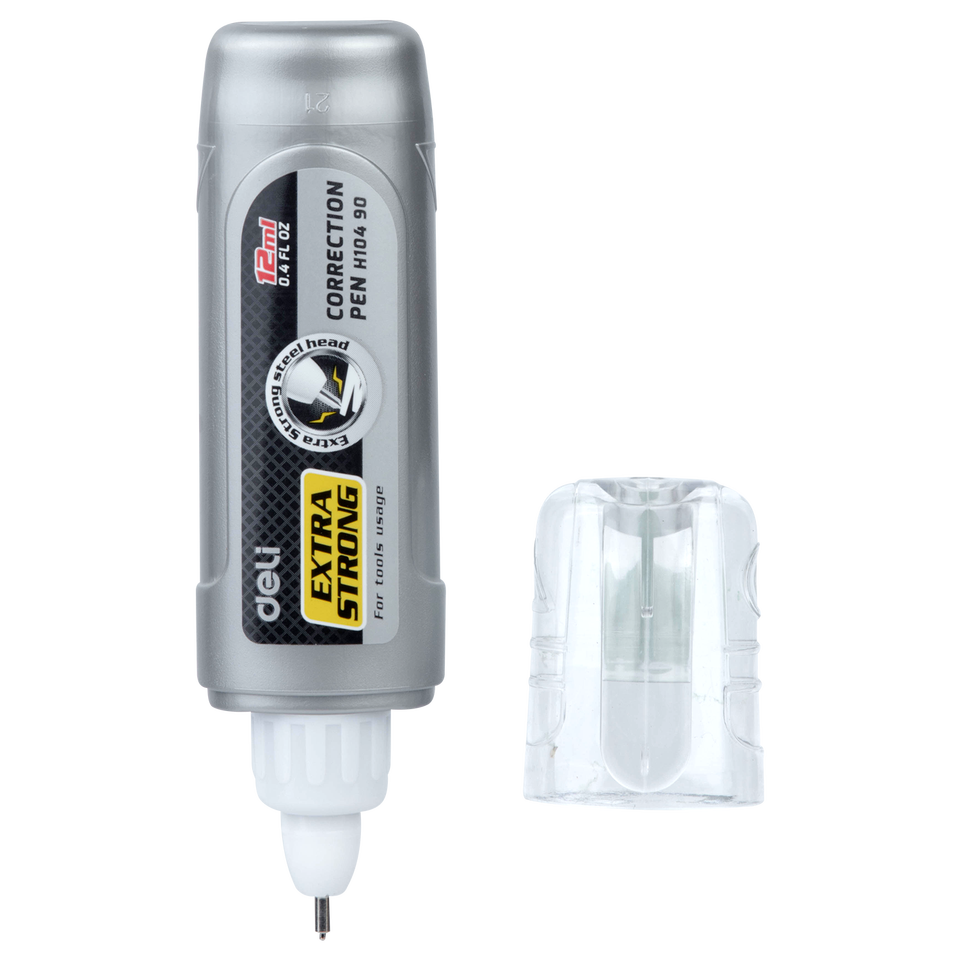 Deli EH10490 # школьная корректирующая жидкость #12 мл # серебряный очень сильный зажим для ручки дизайн аппликатор из нержавеющей стали отличное покрытие
