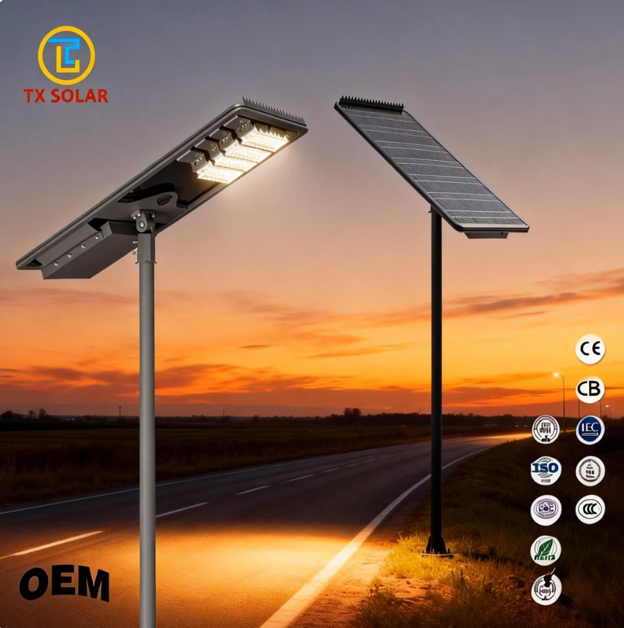 Waterproof All-in-One Solar LED Street Light Custom OEM Solar Powered Street Lamp for Rural Road & Parking Lot Lighting