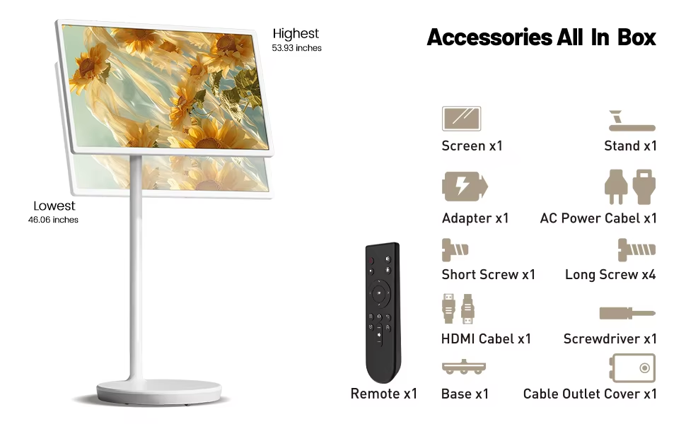 32 Inch HD Wireless Lcd Rotating With Battery Touch Screen Indoor Portable Digital TV for Video Learning