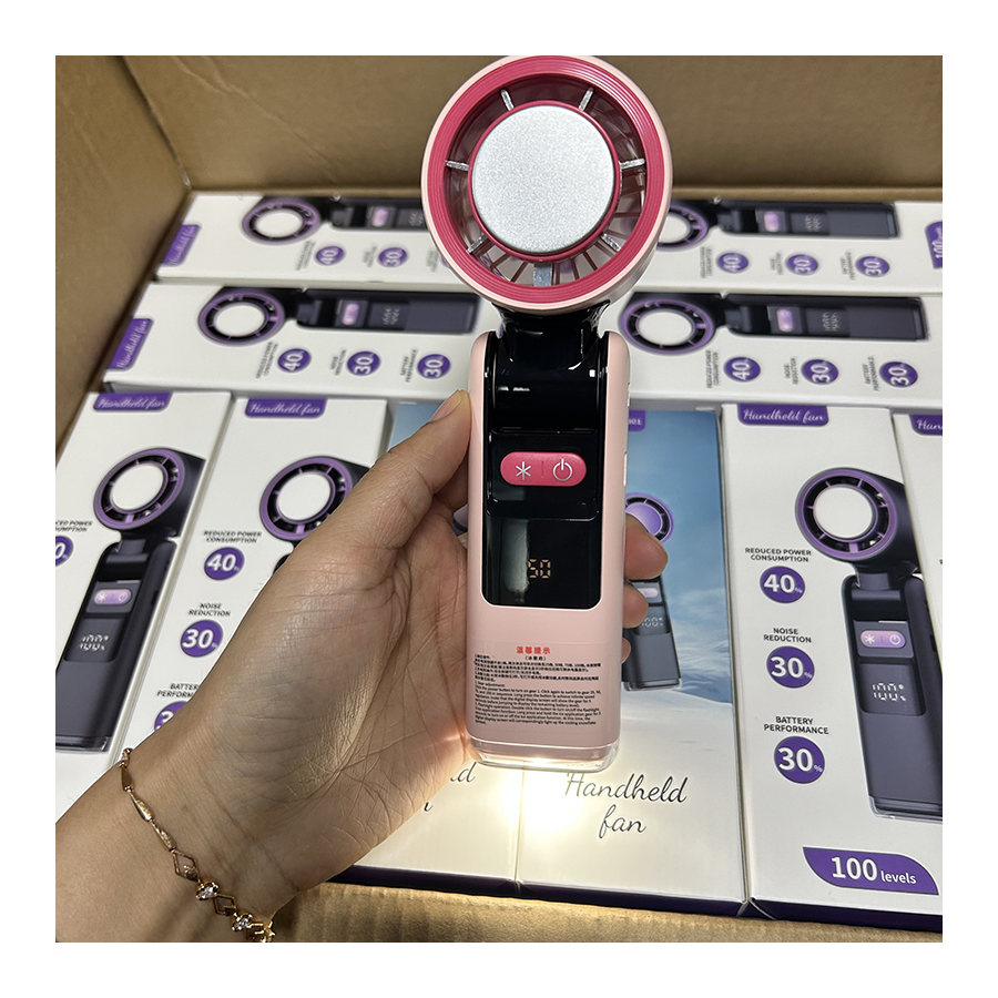 4000Mah Digital Display Foldable Fan USB Rechargeable 100 High Speed Mini Fan Cold Compress Hand Held Fan