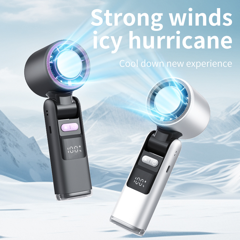4000Mah Digital Display Foldable Fan USB Rechargeable 100 High Speed Mini Fan Cold Compress Hand Held Fan