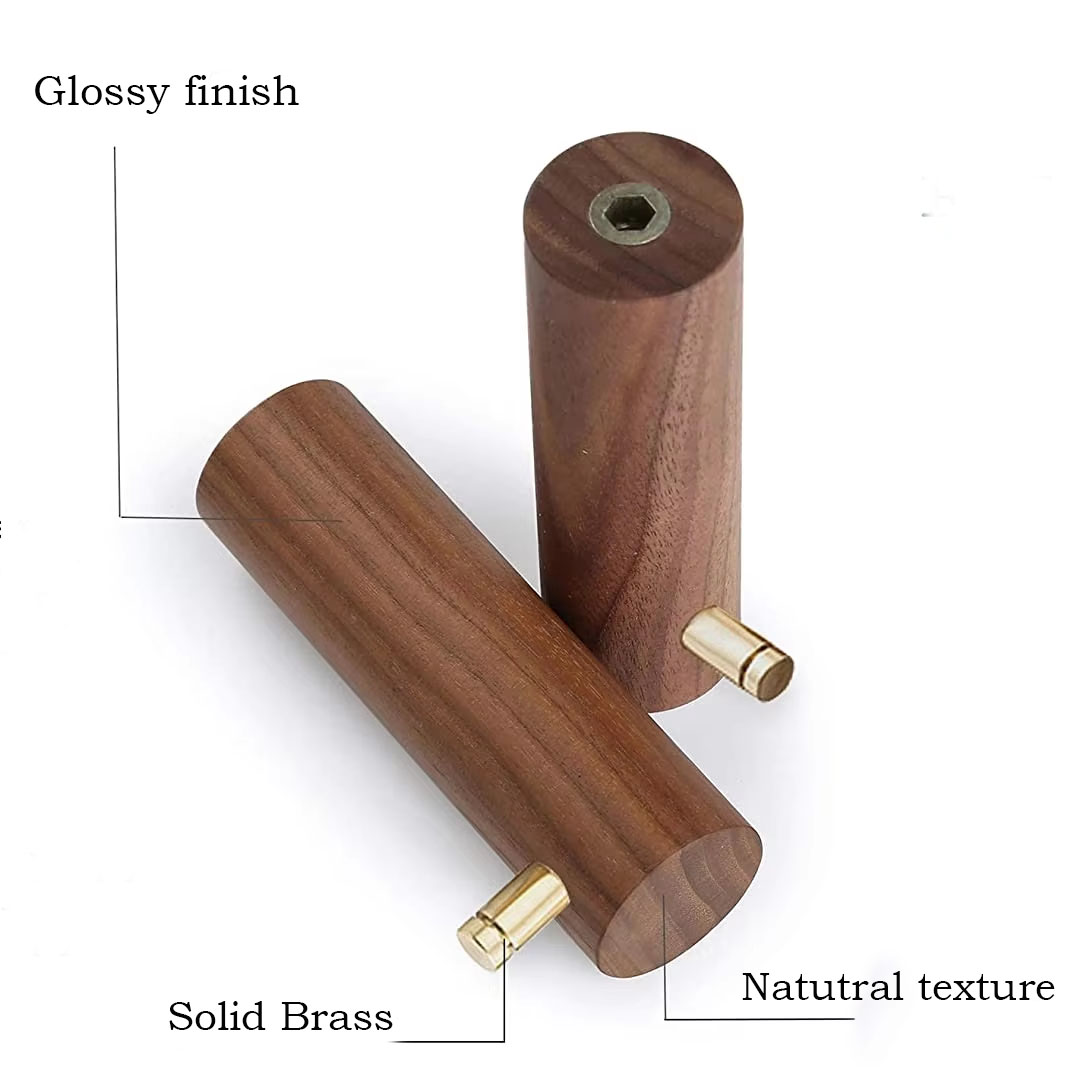 Wooden Wall Mounted Hooks for Hanging Beech Wood Dark Walnut Hook Solid Wood with Brass Hook for Home