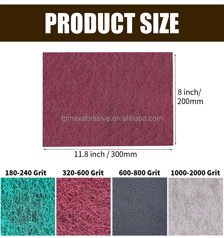 Heavy Duty 200*300mm Nylon Scouring Pads Reusable Rectangular Abrasive Discs for Home Cleaning Surface Polishing Metal Deburring