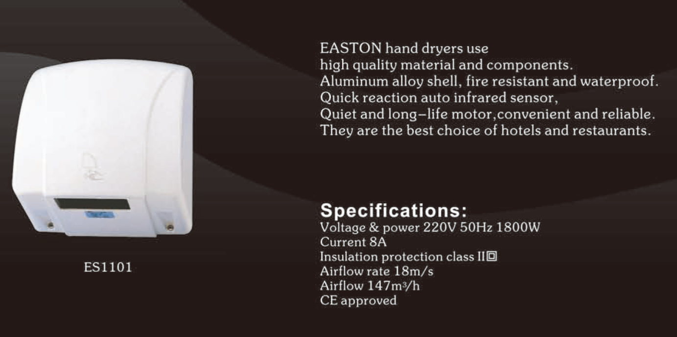 High Quality 1800w Bathroom Hand Dryer White VDE Plug Quiet Automatic for Hotels Top Choice for Luxury Bathrooms