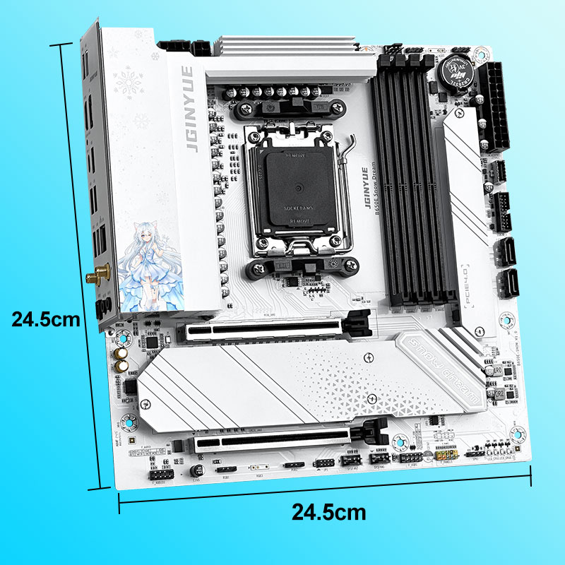 JGINYUE B650E Snow Dream DDR5 Gaming PC Motherboard with 192GB Memory