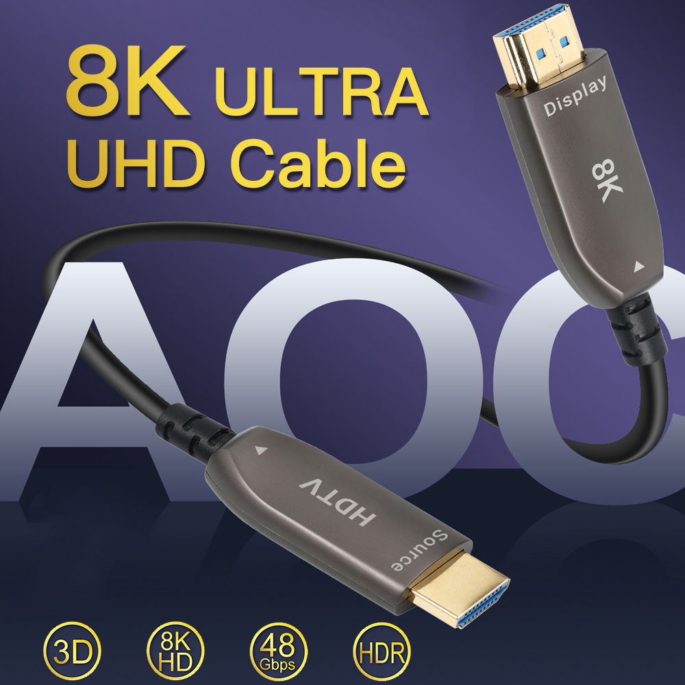 UNIEAN Wholesale AOC HD 10M 50M 100M Long 2.1 UHD Video Cable  60Hz Fiber Optic 8k 4k UHD Cable for TV to Gaming Monitors